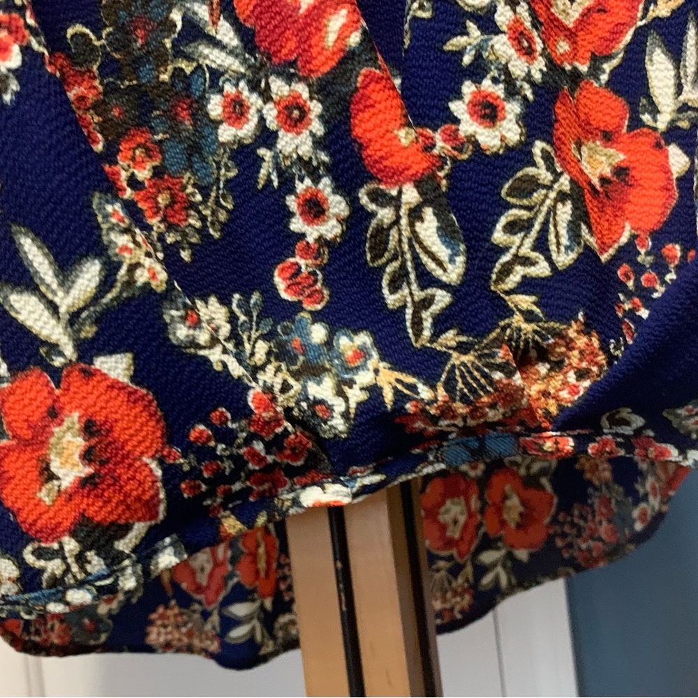 Vibrant Floral Blouse - Blue and Orange - Picture 6 of 8